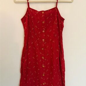 Mango Red Midi Dress with Button Detail